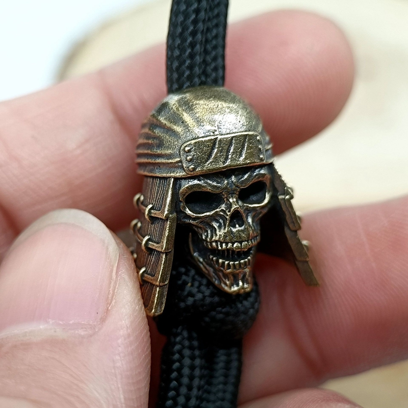 Paracord Survival Bracelet - Голова черепа ниндзя, латунные бусины для